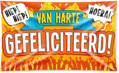Paperdreams Gevelvlag Gefeliciteerd - 100 x 150 cm - polyester - verjaardag vlag - versiering - feestartikelen banner