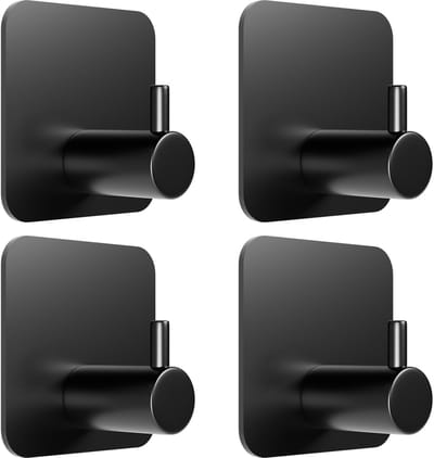 4 Zwaar Belastbare Zelfklevende Haken - Zwart, RVS 304, Waterdicht - Voor Badkamer & Keuken