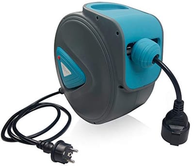 Automatische kabelhaspel met elektrische kabel en 180° draaibare wandhouder