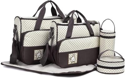 Baby Luiertas Set - Mama Tas Organizer - Baby Verzorgen Onderweg - 5 Delig Waterdicht - 35 cm Breed - Donkerbruin