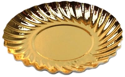 Gebaksschoteltje Rond Ribbel Goud Ø8,8cm 25st.