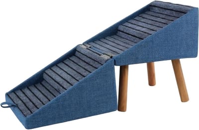 Hondenhelling voor Auto - Opvouwbare Houten Treden - Veilig Instappen - Antislip Oppervlak - 40x40x40cm - Marineblauw