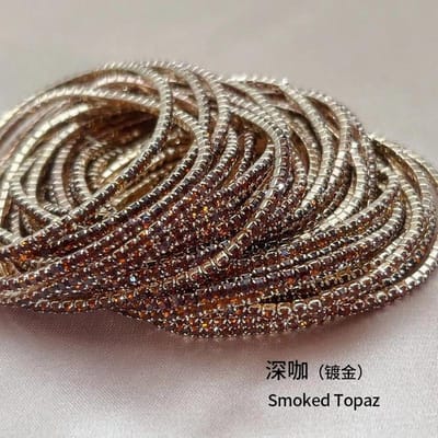 1 Pièce Or 2mm Rangée Unique Zircon Cubique Bracelet Tennis Bracelet Élastique pour Femmes Bijoux Streetwear Multicouches gray