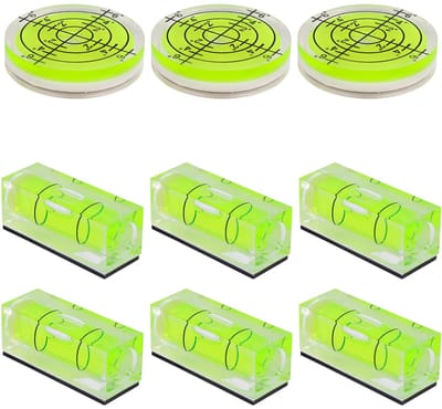 Mini-Waterpassen, met Magneet Vierkant Niet-Magnetisch en Rond Mini Magnetische Meetinstrumenten voor Het Nivelleren van Apparatuur Platenspelers Draaitafels Camera's Statieven en Boorbits