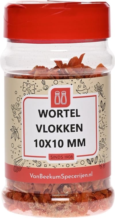 Van Beekum Specerijen - Wortel Vlokken 10x10 mm - Strooibus 100 Gram