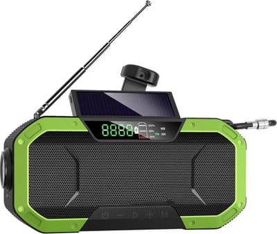 MKSS® Noodradio - Noodpakket Oorlog - Draagbare Radio - Powerbank Zonneenergie - Transistor Radio op Batterijen - Groen