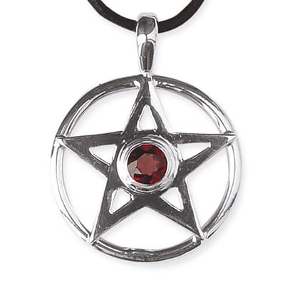 etNox - pendant Pentagram with garnet - 925 silver