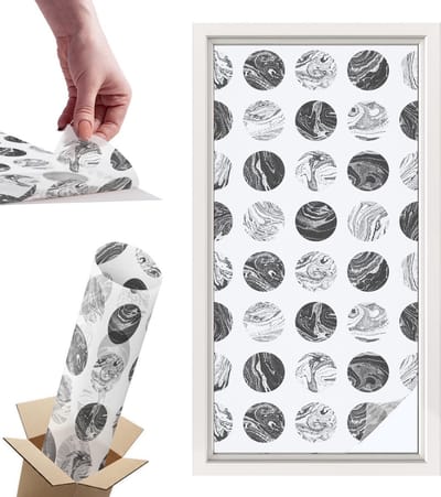 Tulup Raamfolie Anti inkijk - Marmeren elegantie Privacy Folie Raam - 50x100 cm - Wit Anti inkijk Folie - Raamfolie Tegen inkijk Glas in Lood - Voor de hal, voor het kantoor, voor een moderne slaapkamer - Raamfolie Zonwering