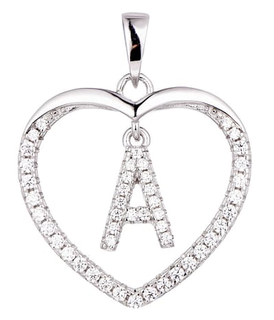 N3 Collecties 925 Hartje zilver Ketting met Hanger -Letter A