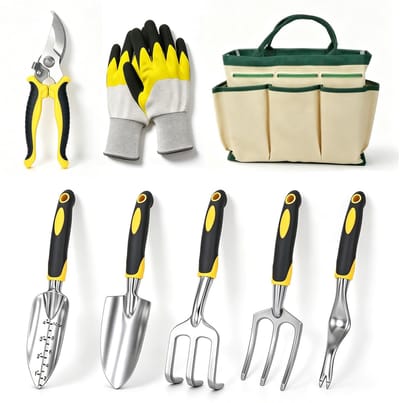 Dailygoods- Tuingereedschapsset 8-delig - Tuingereedschapset - Tuinverzorgingshandschoenen - Hark/Schep - Opbergtas - Lichtgewicht/Duurzaam - Tuingereedschap