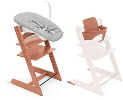 Verstelbare Kinderstoel met Baby- en Nieuwbornset in Terracotta en Grijs
