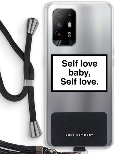 Case Company® - Hoesje met koord geschikt voor Oppo A94 5G hoesje met Koord - Self love - Telefoonhoesje met Zwart Koord - Bescherming aan alle Kanten en Over de Schermrand