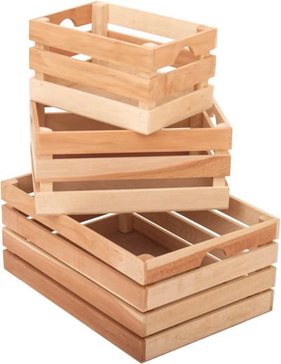 Rustieke houten kratten voor vintage decoratie en opslag - Set van 3 geneste kisten van cederhout