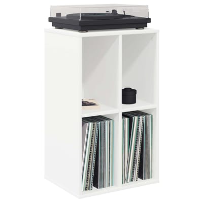 vidaXL - Platenkast - Wit - 44,5 - x - 36,5 - x - 74,5 - cm - Bewerkt - hout