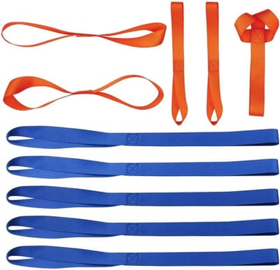 Spanbanden Set - Riemlussen Sjorbanden - Veilig Transport - Zachte Lak Bescherming - 45 x 2.5 cm - Blauw Oranje
