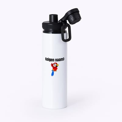 Hacebo® - kleine papegaai met eigen naam waterfles met draaidop zwart - Papegaai - papegaai liefhebbers - iemand die houdt van papegaaien - verjaardag - cadeau - kado - water fles - 850ML