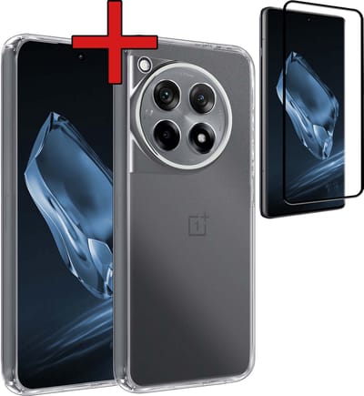 Hoesje - Met Screenprotector - Geschikt voor OnePlus 12R - Sterk & Shockproof - Telefoon Hoes - Back Cover - Siliconen Case - Telefoonhoes - Transparant
