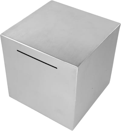 Veilige Spaarpot Kluis - Geld Spaarbank - Volwassenen Sparen - Roestvrij Staal Ontwerp - 15x15x15 Centimeter - Zilver