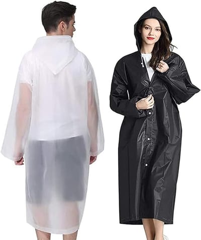 Regenjas, poncho voor volwassenen, 2 stuks herbruikbare regenjassen voor dames en heren, met capuchon en trekkoord
