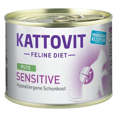 12 x 185 g Kalkoen Hypoallergeen Dieetvoer  Kattovit Sensitive Kattenvoer