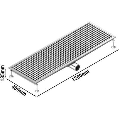 GGM Gastro Edelstahl Bodenablauf - 1200x400mm - flache Ausführung & seitlicher Ablauf - Ø 70mm