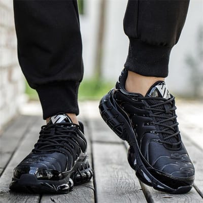 48 Maat Luchtkussen Unisex Werkveiligheidsschoenen Voor Heren Werksneakers Stalen Neus Schoenen Anti-perforatie Dames Beschermlaarzen 41 zwart
