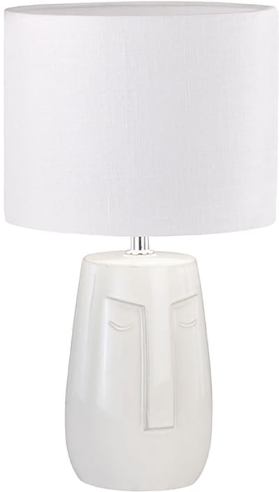 Tafellamp Nachtlamp Slaapkamerlamp Woonkamerlamp, keramiek beige Stoffen kap wit, 1x E14, H 39 cm