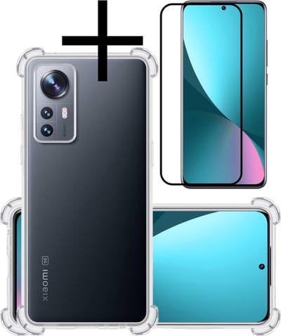 Hoesje - Met Screenprotector - Geschikt voor Xiaomi 12 - Sterk & Shockproof - Siliconen Case - Back Cover - Telefoon Hoes - Shock Proof - Transparant