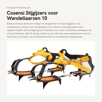 Dailygoods- Stijgijzers 10 Tanden - Stijgijzers voor Wandelschoenen - Stijgijzers voor Bergschoenen - RVS - Verstelbare Lengte - Uitstekende Tractie - Ijsgrepen