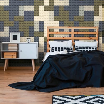 Fotobehang Profhome 770651-GU vliesbehang glad met kinder patroon mat grijs olijfgroen crèmewit beige 1,59 m x 2,8 m