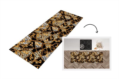 Keukenloper - Loper keuken - Ketting - Goud - Panter - Zebra - 150x50 cm - Keukenloper vinyl