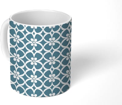 Mok - Koffiemok - Patroon - Symmetrisch - Blauw - Mokken - 350 ML - Beker - Koffiemokken - Theemok