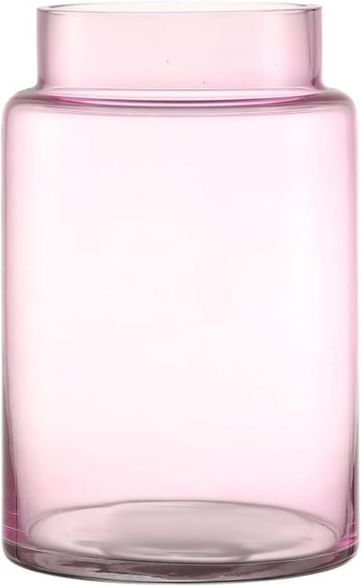 Grote glazen vaas - Bloemen decoratie - Bloemen presenteren - Handgemaakt premium glas - 18 cm hoog - Roze