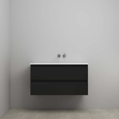 On-Line Onderkast - 100 cm - Voorgemonteerd - Acryl Wastafel - zonder Kraangat - Mat Zwart