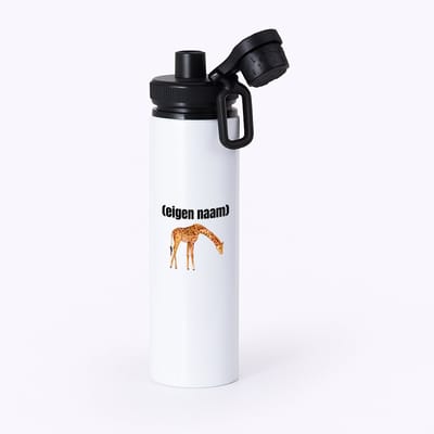 Hacebo® - giraffe met eigen naam waterfles met draaidop zwart - Giraffe - giraffe liefhebbers - dieren liefhebber - leuk cadeau voor iemand die houdt van giraffen - cadeau - kado - water fles - 850ML
