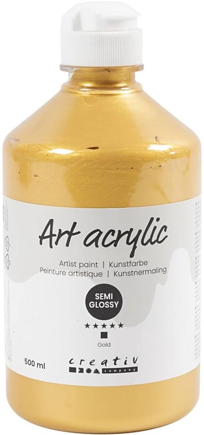 Acryl Verf, semi-glanzend, dekkend, goud, 500 ml/ 1 fles