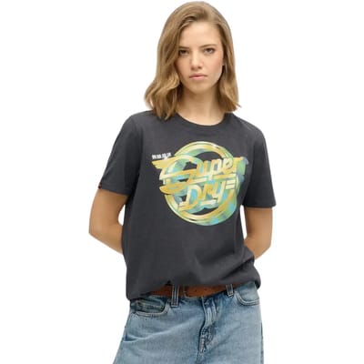 Superdry - Rock Band-T-shirt met relaxte pasvorm - Dames - T-shirts