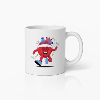 Blije Hart Cartoon Mok – Grappige Hartslag Koffiebeker voor Medische en Gezondheidsliefhebbers