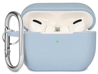 Schokbestendige Siliconen Beschermhoes voor AirPods Pro - Zacht en Antislip met Karabijnhaak - Denim Blauw