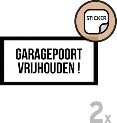 Pictogram/ stickers (2x) | "Garagepoort vrijhouden" | 20 x 10 cm | Hier niet parkeren | Poort | Parking | Sticker | 2 stuks