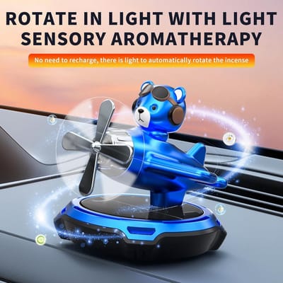 Luchtverfrisser op zonne-energie in de vorm van een schattige beer piloot voor auto, creatieve aromatherapie diffuser en parfumdecoratie voor mannen en vrouwen (rood)