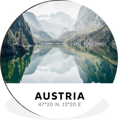 WallCircle - Wandcirkel - Muurcirkel - Oostenrijk - Meer - Bergen - Aluminium - Dibond - 30x30 cm - Binnen en Buiten