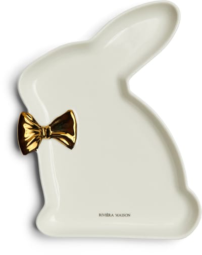 Riviera Maison Serveerbord Paashaas, Paasservies - 1 stuk, Tafeldecoratie, Paasdecoratie, Paasontbijt, Tafelen, Borden - RM Easter Bunny Serving Plate - Wit - Porselein