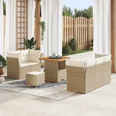 vidaXL - Tuinbank - Set - 8 - st - 5-Aantal - zitplaatsen - Beige - en - Crème