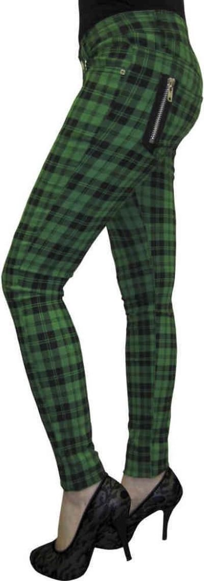 Banned - CHECK Skinny fit broek - S - Groen