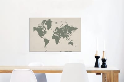 Aluminium schilderij 90x60 cm - Wanddecoratie metaal - Wereldkaart - Dieren - Giraf - Metalen muurdecoratie woonkamer - Decoratie industrieel - Foto op dibond - Industriële accessoires slaapkamer