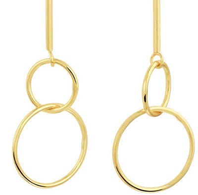 Schitterende Zilveren Gold Plated Oorhangers met Rondjes