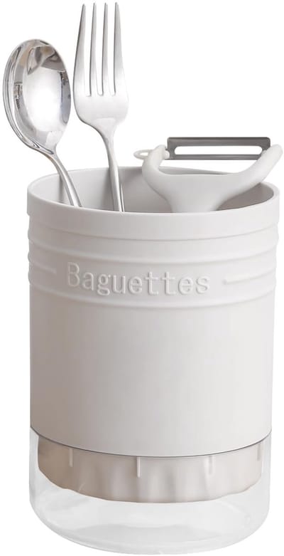Dailygoods- Keukengereihouder Ronde Afdruiprek - Bestekhouder - Organizer - Vorken/Lepels/Eetstokjes - Kunststof - Duurzaam en Milieuvriendelijk