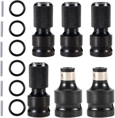 Adapter voor 1/2 vierkante aandrijving naar 1/4 hex shank, telescopische socket adapter voor sleutels, bit houder en schroevendraaiers, set van 6 stuks