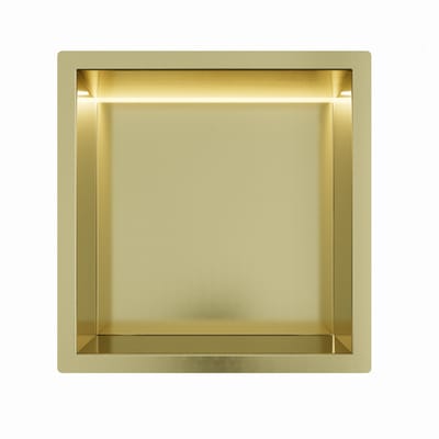 Mat goud RVS Inbouwnis 30x30x10cm met RGB verlichting